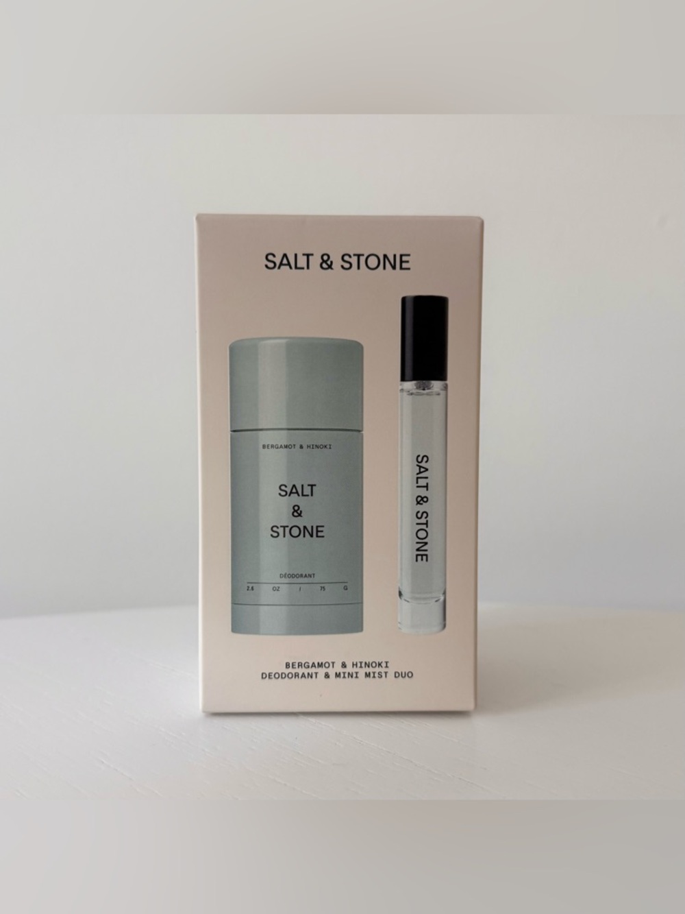 Salt & Stone 🤍 Bergamot & Hinoki Deodorant + Mini Mist Duo - Sage Green